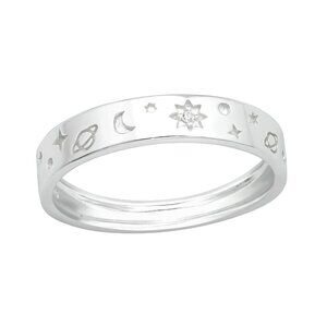 Sterling Silver Celestial Ring Stackable Dainty Band